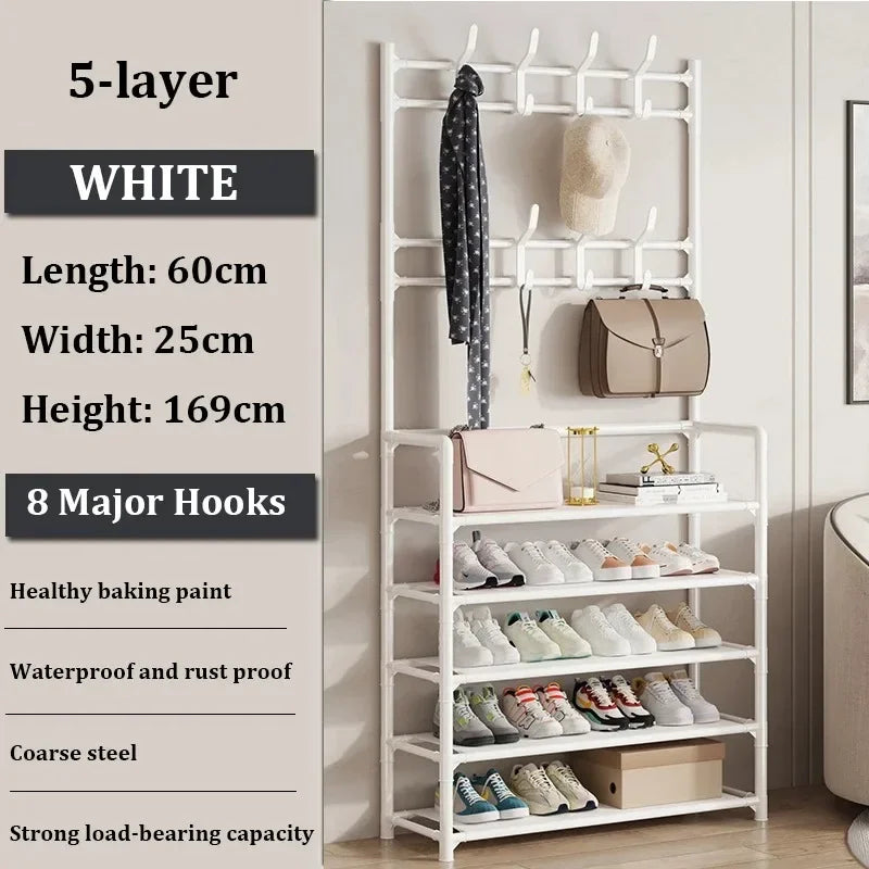 Clothes Shoe Hat Hangers Rack Multi-ayer Shoe Rack Doorway DIY Simple Floor Load-bearing Living Room Household Organizer Shelf