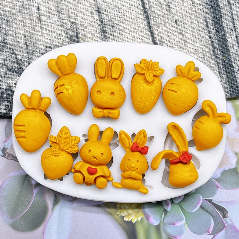 Easter Rabbit Radish Silicone Mold Sugarcraft Chocolate Cupcake Baking Mold Fondant Cake Decorating Tools