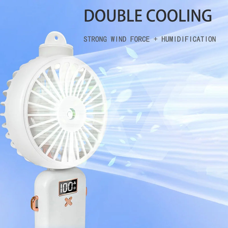 5000/2500mAh Portable Spray Mist Fan With LCD Display, 5 Gear Mini Electric Fan USB Rechargeable Wireless Fan Spray Water Fans