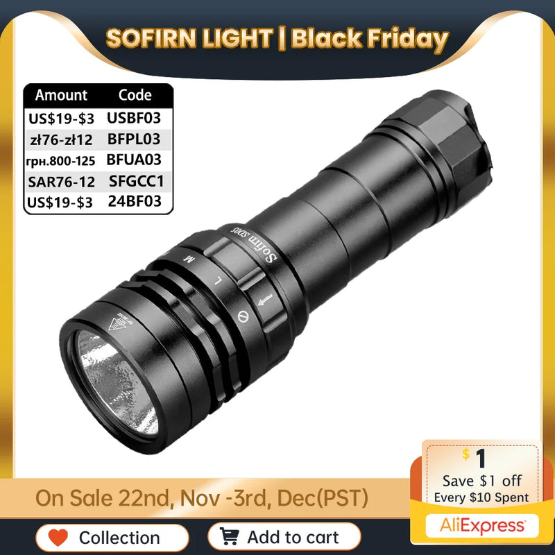 Sofirn SD05 Scuba Diving Light XHP50.2 Super Bright 3000lm 21700 Dive Flashlight with Magnetic Switch 5000K 6500K