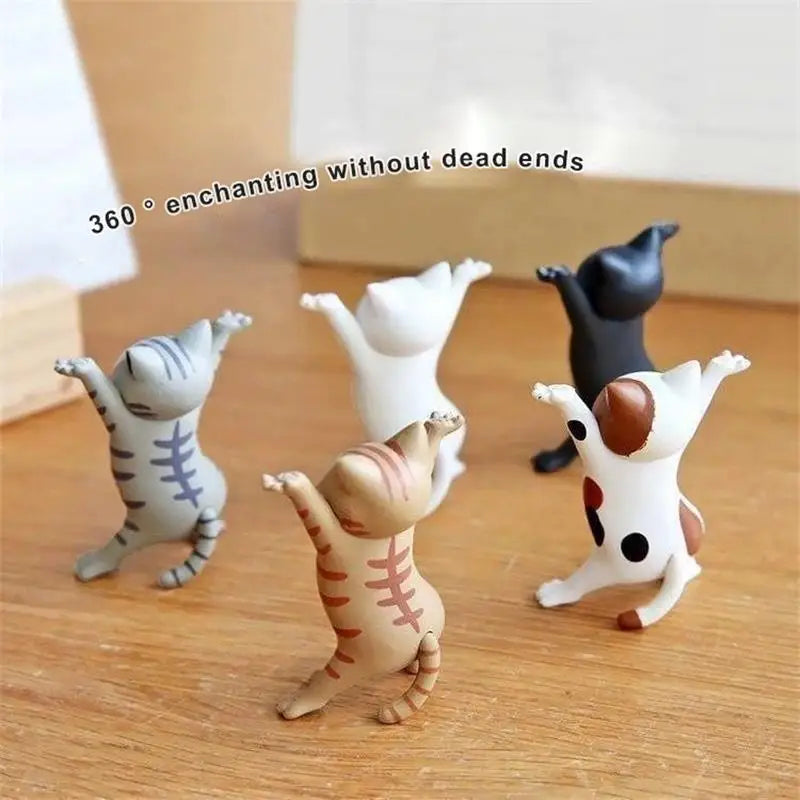 5 PCs Dancing Cat Figure Decoration Animation Cat Model Fashion Toy Enchanting Cat Capsule Toy Doll Cake Decoration