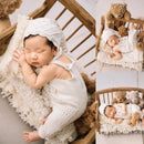 Baby Photography Knitted Clothing Cute Bear Dolls Baby Tassel Pillow Blanket Photo Props Newborn Photo Jumpsuit + Hat Costume