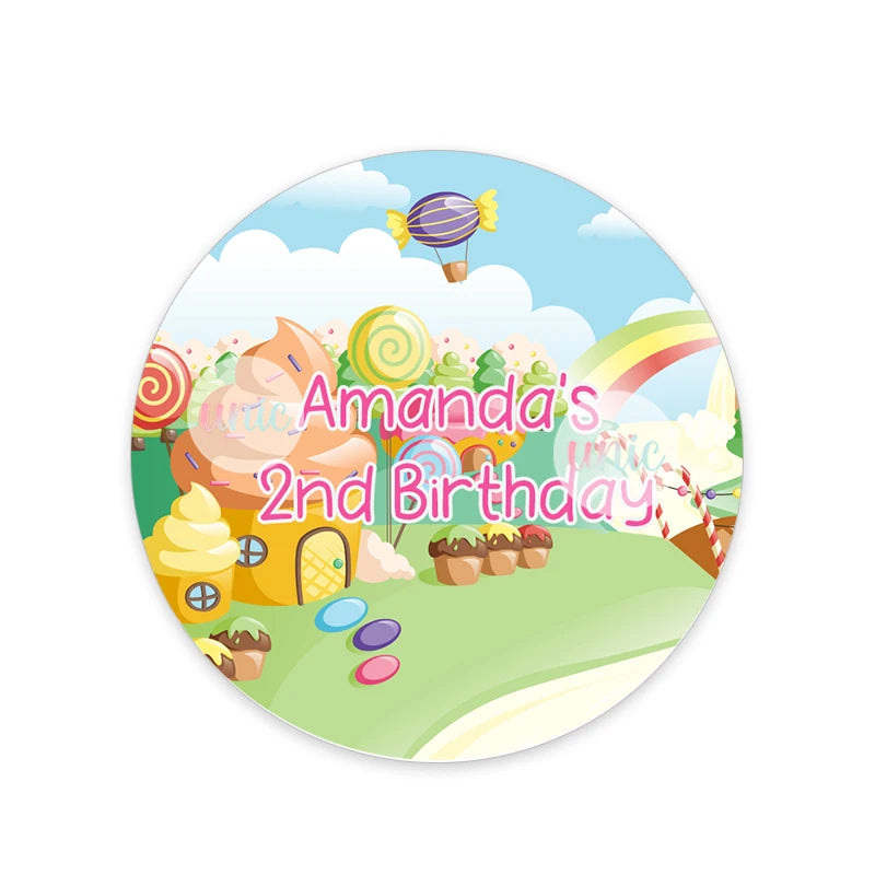 Candy Ice Cream Sweet Party Birthday Decor Labels Custom Baby Shower Party Personalise Any Text Stickers Candy Land World