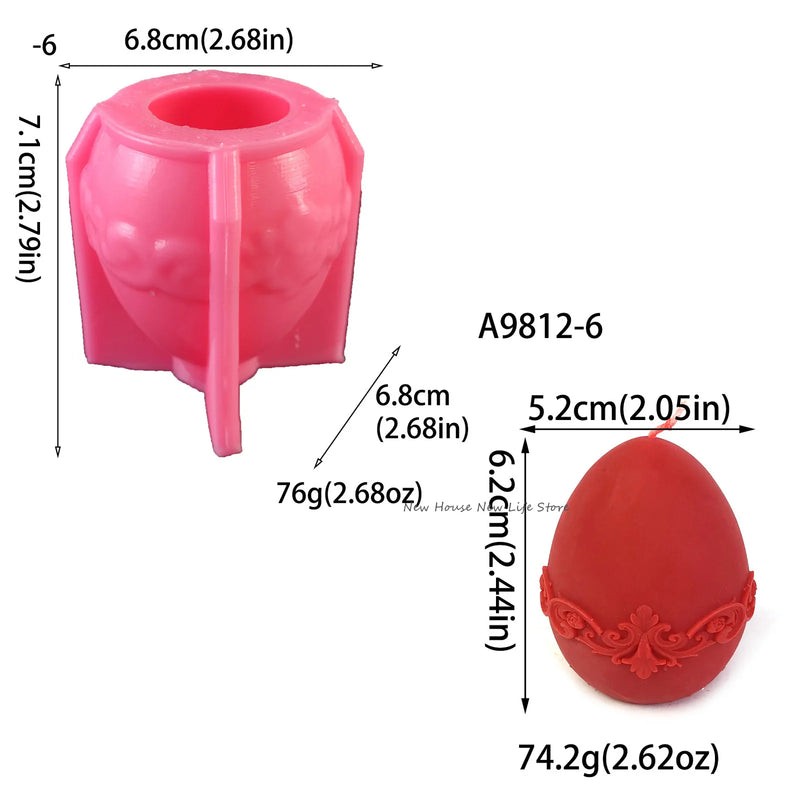 Easter Day Gift Egg Candle Making Silicone Mold Festival Embossed Butterfly Eggs Resin Epoxy Mould Carved Rose Soap Wax Tools