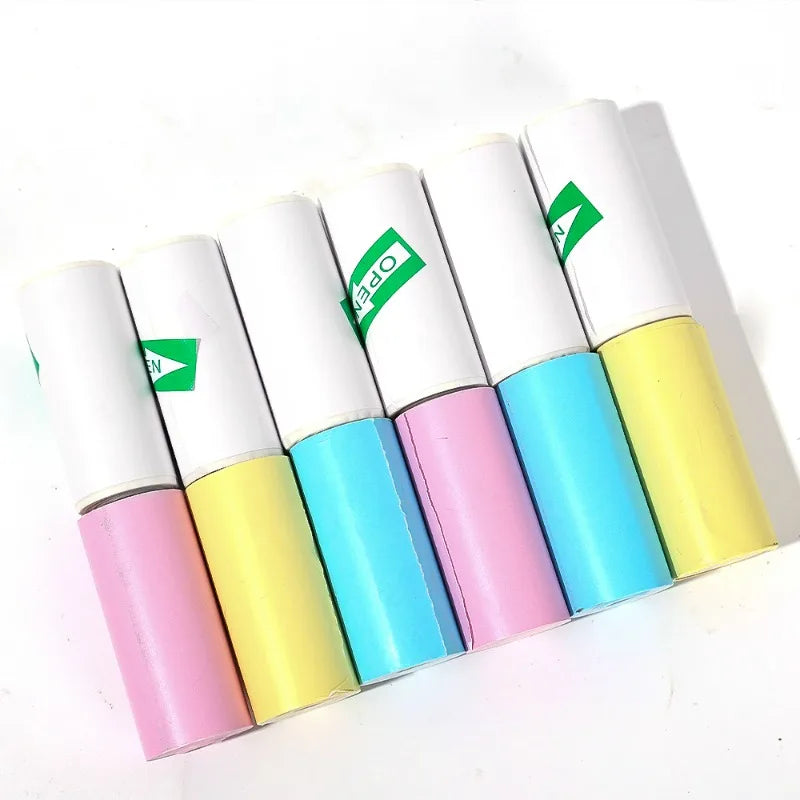 5Rolls Mini Printer Thermal Paper Label Sticker Colorful Self-adhesive Thermal Printing Paper Inkless Printing for Photo Picture