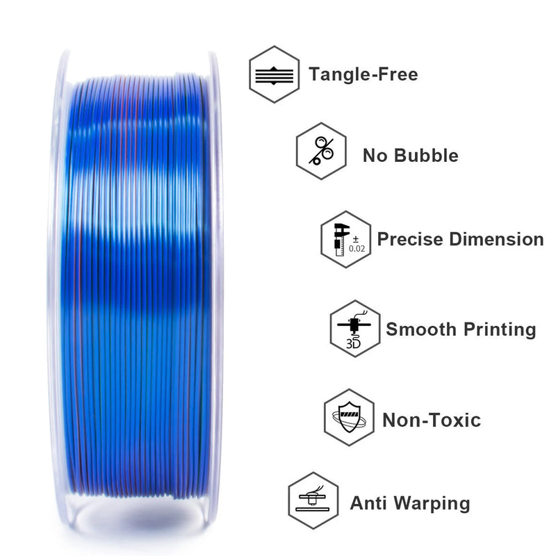 Geeetech Tri Color Silk PLA Filament , 3D Filament 1,75 mm 1KG Spool Wire  (+/-0.03mm) Vacuum packaging, special color