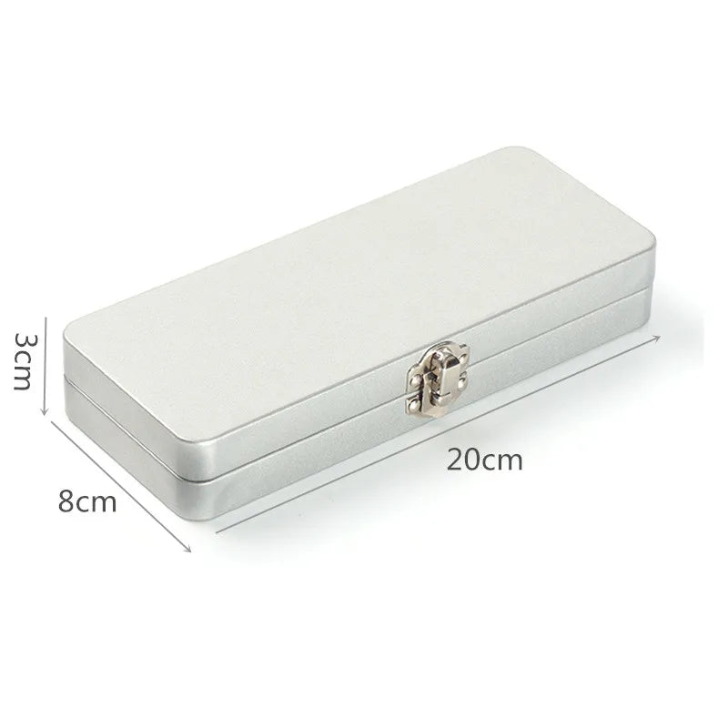1 Pc Rectangle Metal Storage Box with Lock Metal Buckles Box Empty Hinged Iron Box Solid Water Colour Box Cosmetic Brush Case