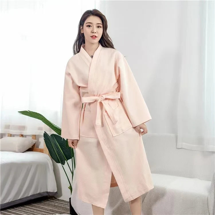 AHSNME Custom Logo Bathrobe Soft Waffle Customized Bathrobes for Beauty Clinic Monogram Anniversary Gift