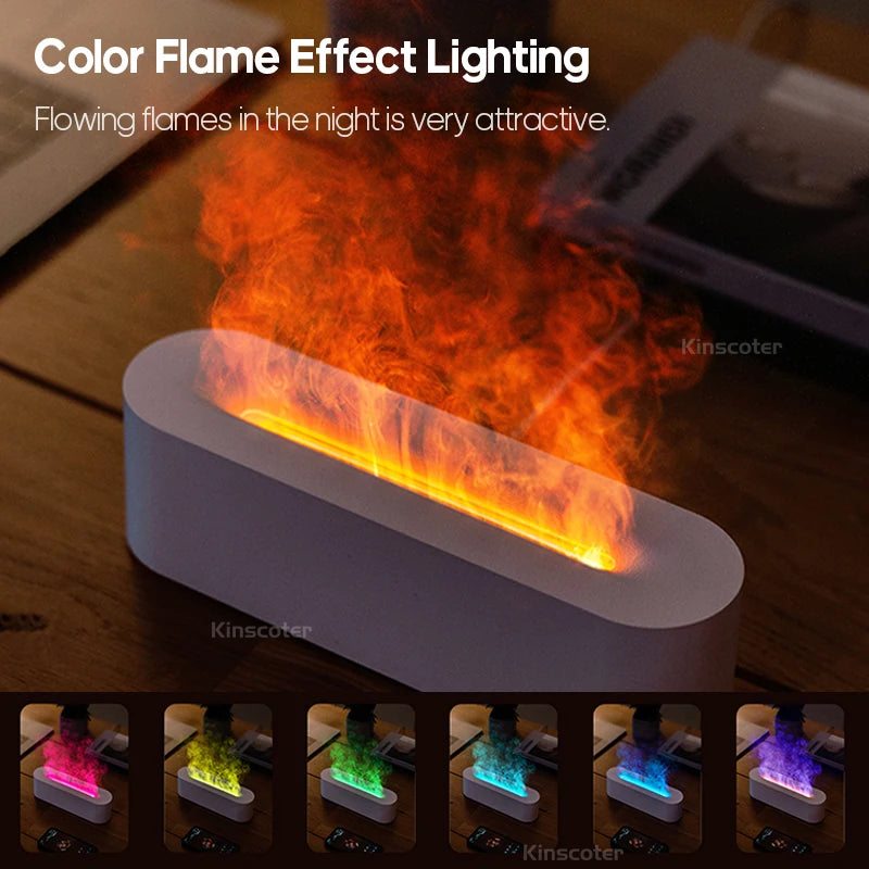 Colorful Flame Aroma Diffuser Humidifier USB Desktop Simulation Lighting Aromatherapy Purifier Air Ultrasonic Cool Mist Diffuser