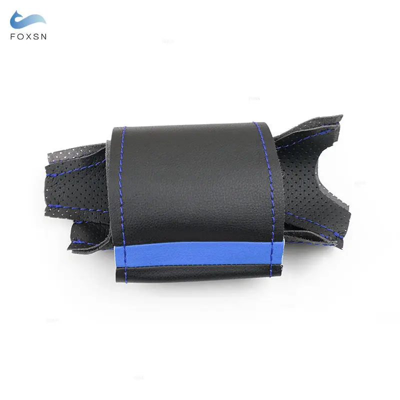 For Renault Clio 3 RS 2005 2006 2007 2008 2009 2010 2011 2012 2013 Car Steering Wheel Cover Trim Black Leather with blue strip