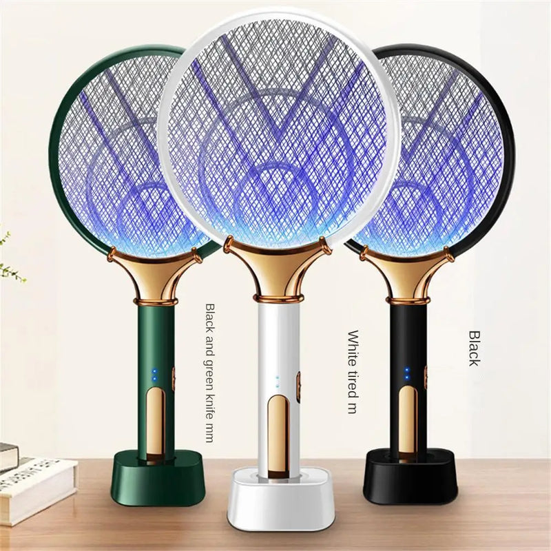 2-in-1 Electric Insect Racket Swatter Zapper 3000V USB Rechargeable Summer Mosquito Swatter Kill Fly Bug Zapper Mosquito Racket