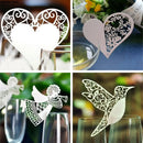 50pcs/set Wedding Table Decoration Place Cards Laser Cut Bird Heart Floral Wine Glass Place Cards For Party Decoration