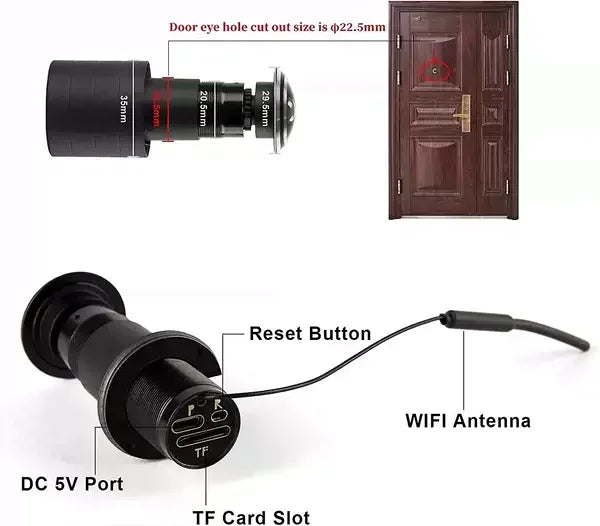 ICSEE TUYA WiFi Smart Door Eye Hole Security 1080P Wide Angle FishEye CCTV Network Mini Peephole Door Wifi IP Camera P2P TF Card