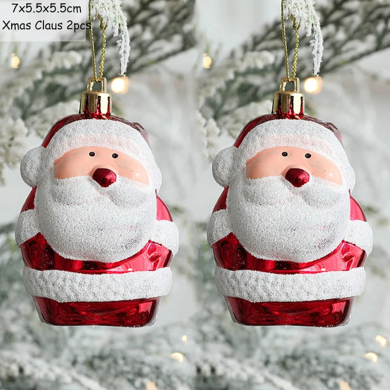 2pcs Christmas Decorations Santa Claus Snowman Ice Cream Christmas Tree Hanging Pendant Noel Natale Xmas Gift New Year Ornaments