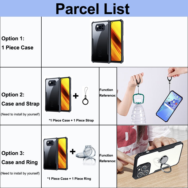 For POCO X3 Pro Case, Xundd Shockproof Protective Airbag Bumper Transparent Back Phone Cover For Xiaomi POCO POXO X3 NFC Case