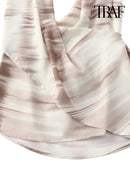 TRAF Women's Summer Tie-Dye Asymmetric Set Backless Sleeveless Hanging Neck Top + Pants Two Piece Holiday Street Casual Set