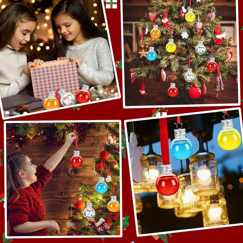30-100PC Christmas Booze Balls Plastic Fillable Ball Ornament Christmas Hanging Ornaments Water Bottle Bulbs for Christmas Decor