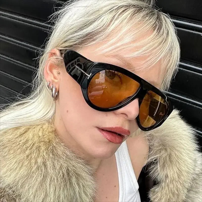 Vintage Luxury Brand Designer Oversized Pilot Sunglasses Women For Men Shades Big Frame Windproof Popular Punk Sun Glasses UV400