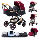 Newest Baby Stroller 3 in 1 Lightweight High Landscape Baby Carriage Aluminum Frame Travel System with Car Seat Pram for Newborn