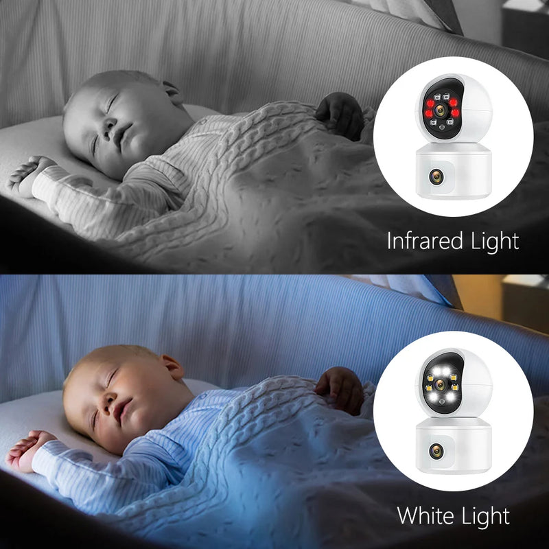 6MP WiFi IP Camera Dual Lens Dual Screen Baby Monitor Home Security Camera PTZ Auto Tracking CCTV Video Surveillance ICsee