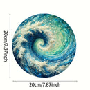Waterproof Aluminum Wave Wall Art - Round Metal Tin Sign, HD Print & Fade Resistant, Easy to Hang Home Decor