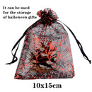 25/50pcs 10x15cm Halloween Organza Gift Bag Drawstring Spider Web Multi Color Printing Packaging Gift High Quality Candy Bag
