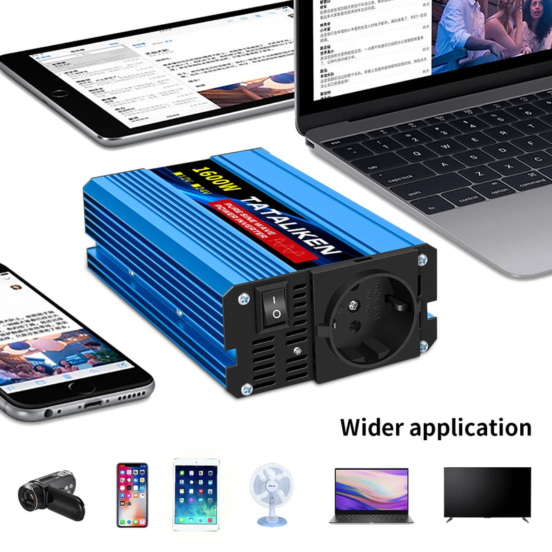 1600W/2200W/3000W/4000W Pure Sine Wave Inverter DC 12V/24V to AC 220V 50hz Power Inverter Charger Converter Adapter EU Socket