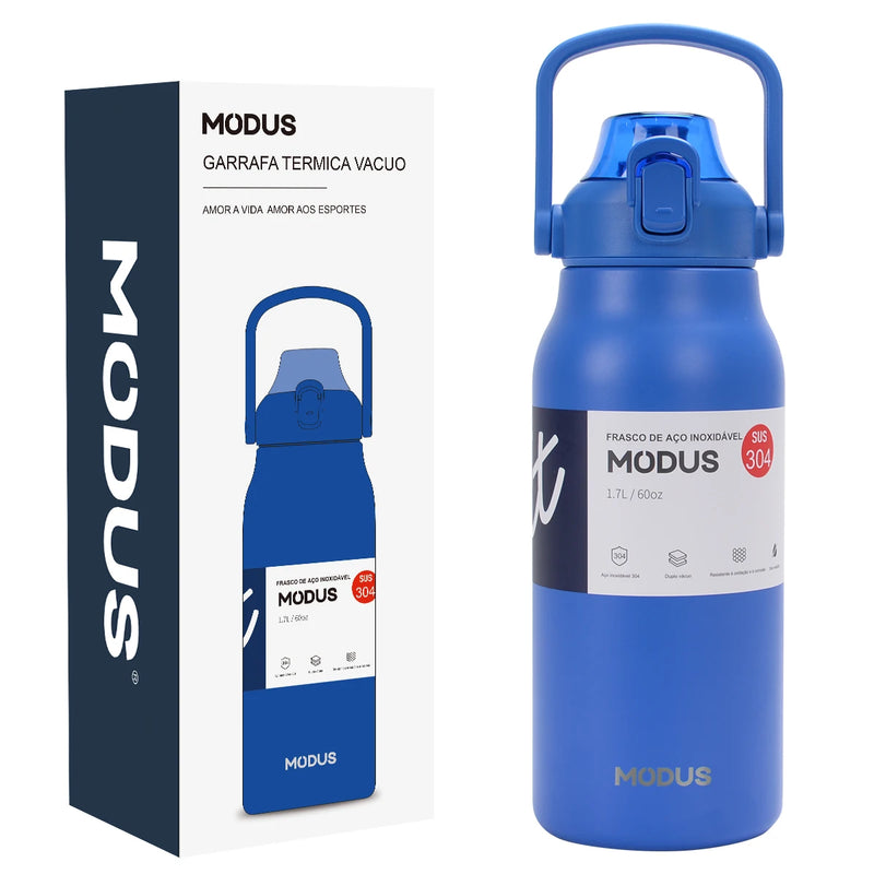 MODUS Garrafa Térmica de Viagem Vacuum Inox com Palha Copo Térmica Fria e Quente Vácuo