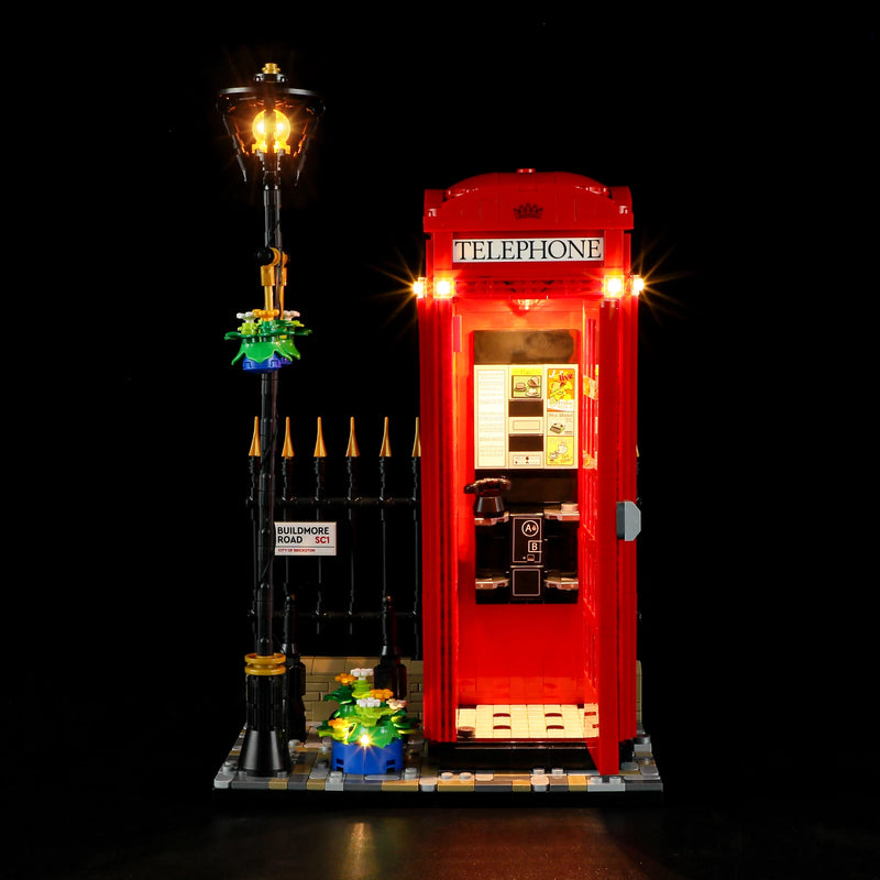 Hprosper LED Light For Lego 21347 Red London Telephone Box Decorative Lamp With Battery Box (Not Include Lego Building Blocks)