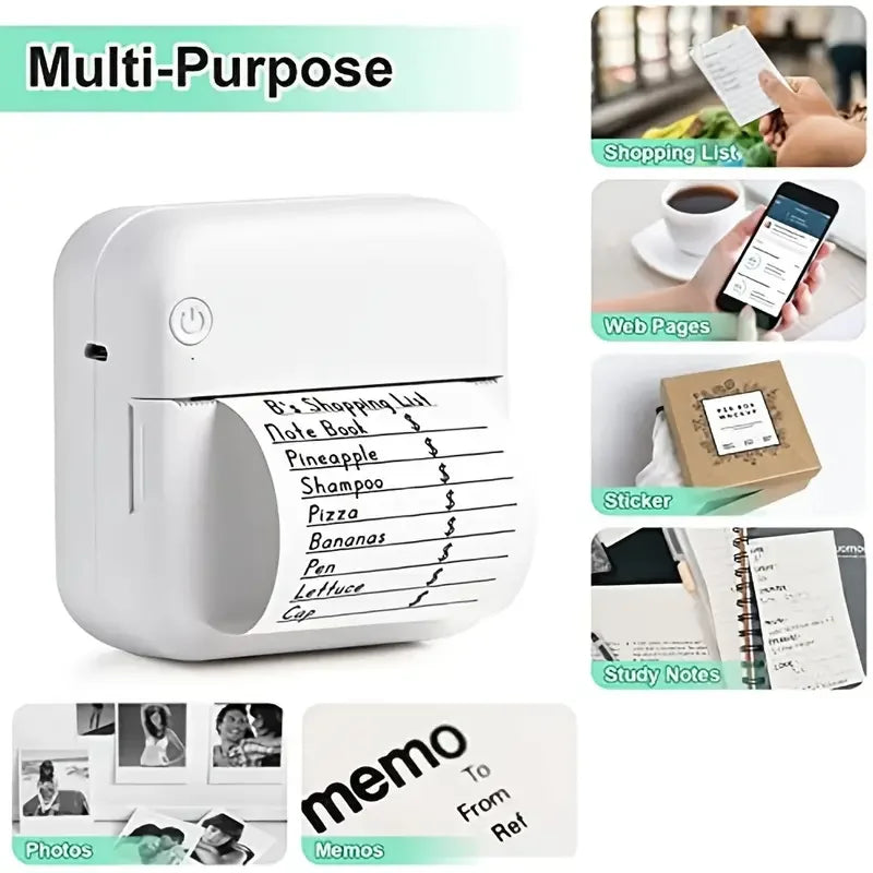 Portable Mini Thermal Printer Wirelessly BT 203dpi Photo Label Memo Wrong Question Printing With USB Cable Imprimante Portable