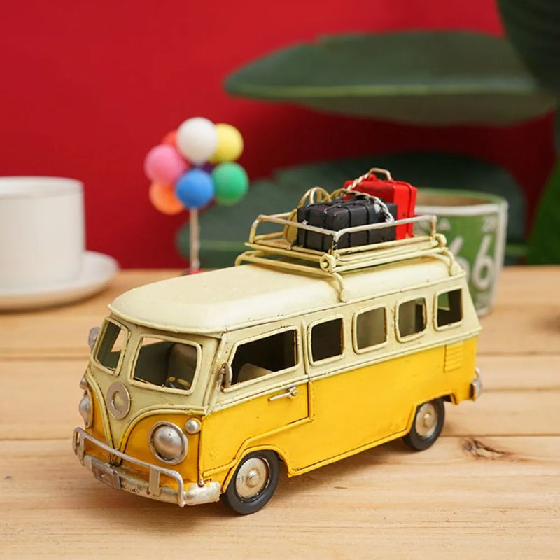 Retro Campervan Model Nostalgic Old Object Large Metal Iron Art Bus Piggy Bank Gift Desktop Decoration Camper Van Model Bar