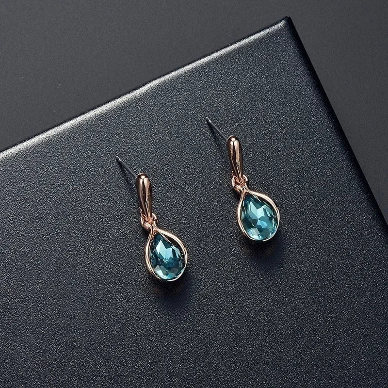 Delysia King 3pcs/set fashion women's blue and green drop necklace earrings set