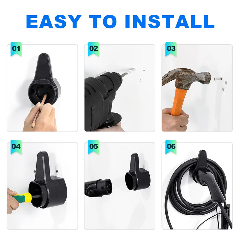 EV Charger Holder Holster Dock Electric Vehicle Type 2 Type 1 GBT For Tesla Charging Cable Extra Protection Leading Wallbox