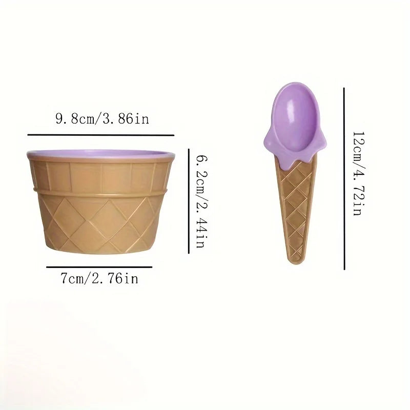 1/6pcs ice cream bowl and spoon set summer essential Christmas party ice cream mold bowl spoon kitchen supplies, kitchen tools