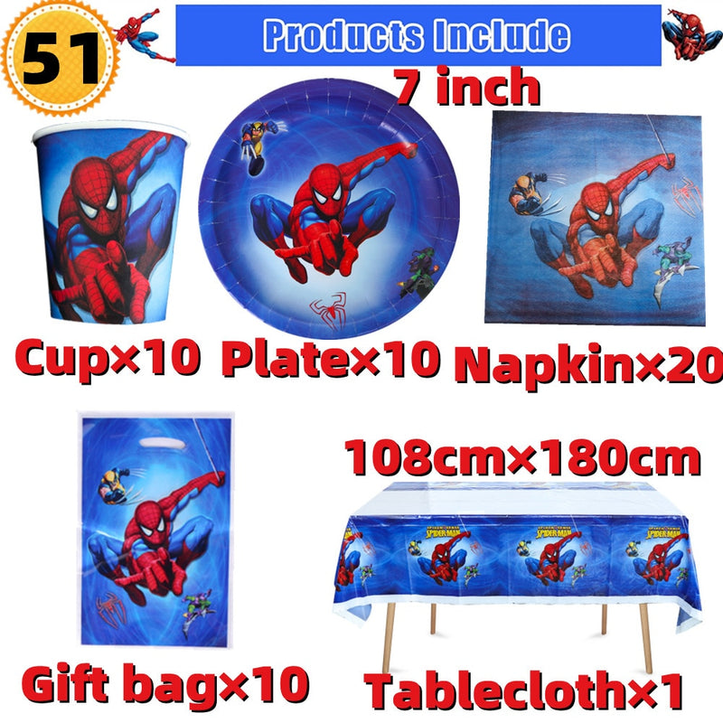 10/20 people Spiderman Theme Birthday Party Decorations Set Paper Cup 7inch Plate Superhero Baby Shower Kids Boys Party Supplies