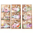 12/9pcs Happy Easter Wooden Pendant Cute Bunny Egg Carrot Chick Hanging Ornaments Spring Easter Party Home Decoration DIY Wreath