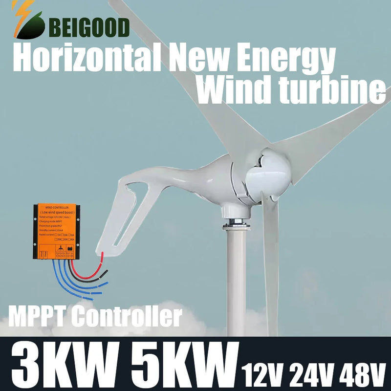 Wind Turbine Generator 3000W 5000W With MPPT Charge Controller Windmill RV Yacht Farm Small Wind Generator Home Use System