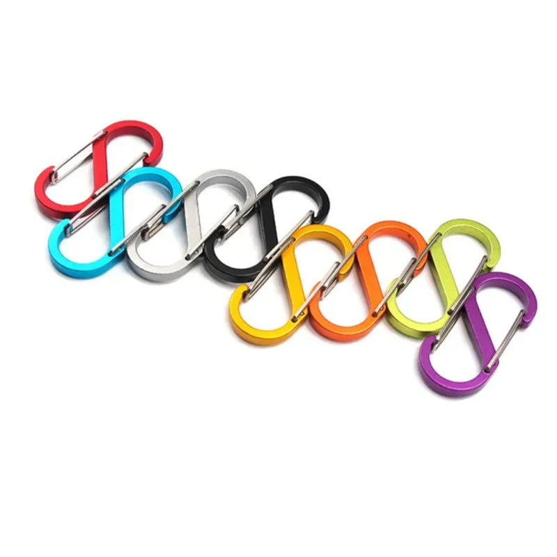 10PCS S Double Carabiner Set Camping EDC Survival Climbing Spring Backpack Clasps Keychain Tactical Gear Hooks Key Chain Clip