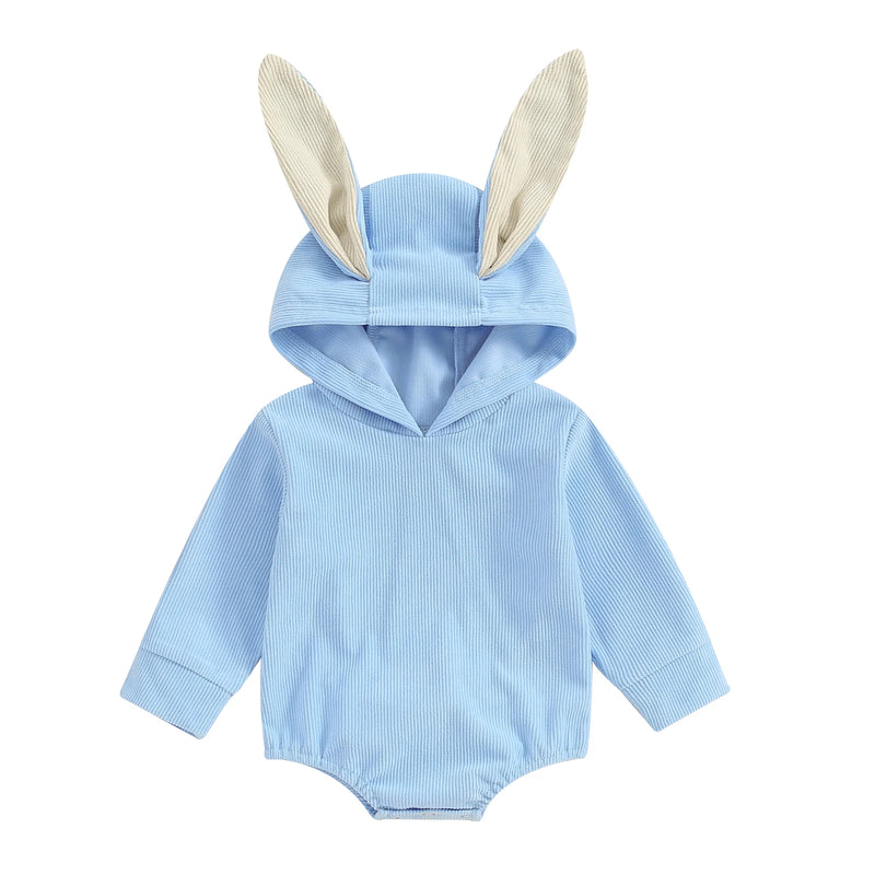 3D Bunny Ear Baby Girls Boys Romper Spring Corduroy Toddler Clothes Cute Long Sleeve Hooded Jumpsuit Infant Kids Easter Clothes