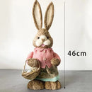 46cm Straw Woven Bunny Straw Rabbit Decoration Ornament Easter Holiday Decors Sculptures & Statuette Yard Party Home Supply