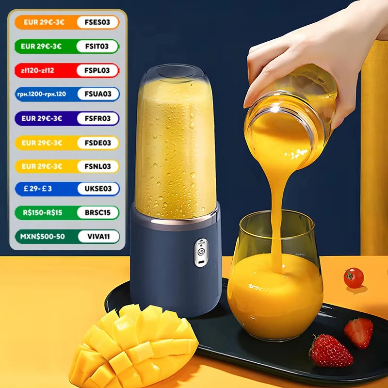 1PCS Juice Extractor Juice Cup Portable Rechargeable Small Juice Cup Home and Outdoor Multifunctional Juice Mixing