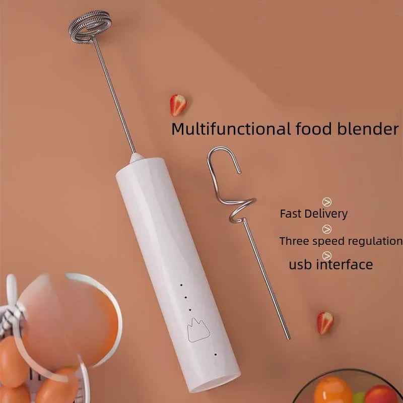 Handheld Egg Beater USB Rechargeable 3 Speeds Electric Milk Frother Foam Maker Mixer Coffee Drink Frothing Wand Foamer Baking