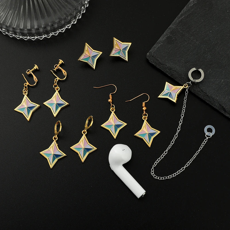 Game Genshin Impact Primogem Ear Studs Earrings for Women Jewelry Enamel Geometric Shape Ear Drop Earring Charm Accessories Gift
