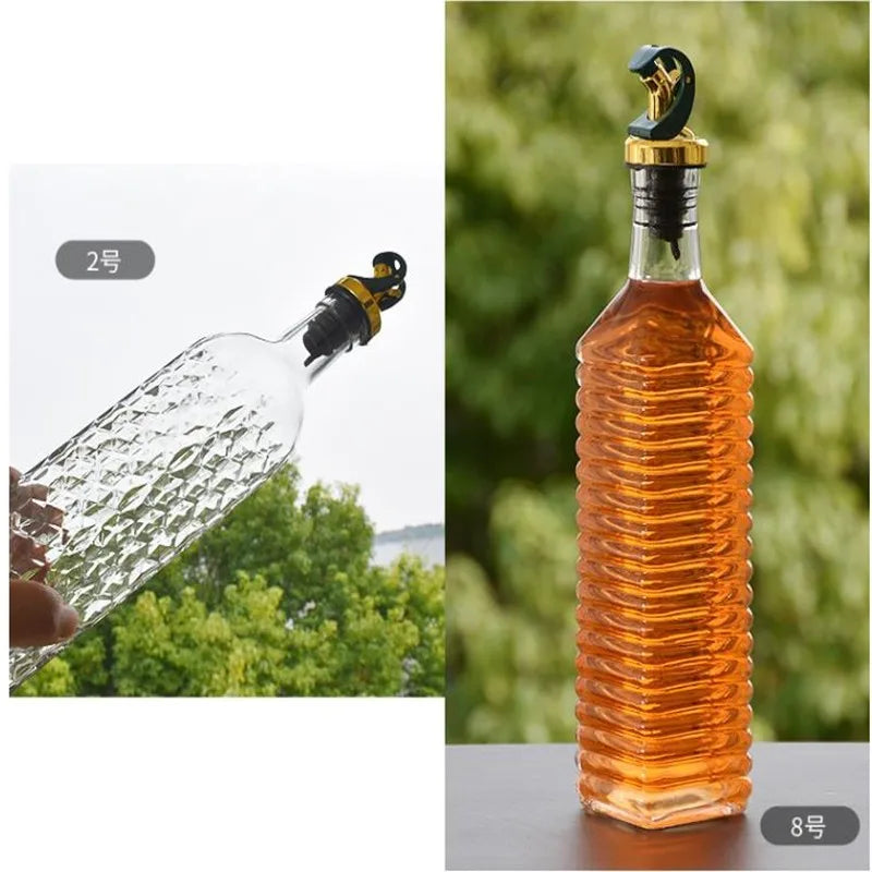 Transparent Glass Olive Oil Bottle, Leakproof, Kitchen Seasoning, Soy Sauce, Vinegar Press Type, Cruet Barbecue Bottle, 500ml