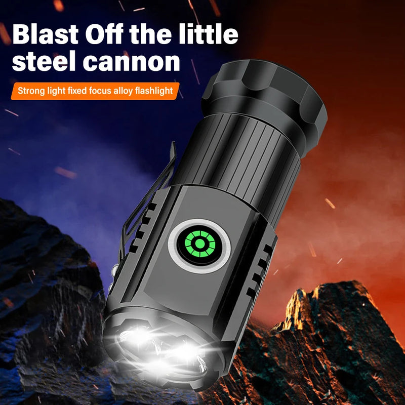 High Power 3 LED Mini LED Flashlight 2000LM SST20 Portable EDC Torch TYPE-C Rechargeable IPX6 Camping Lantern with Tail Magnet