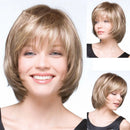 Synthetic Short Blonde Wig With Bangs Blonde Mix Brown Wigs For White Women Fluffy Synthetic Hair Women'S Wigs