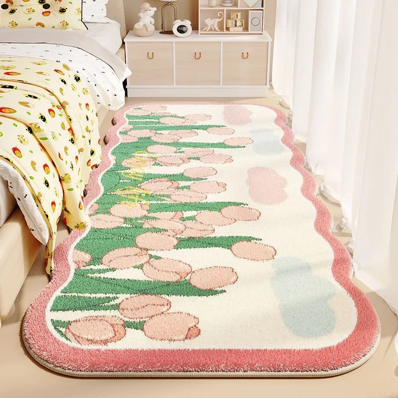 VIKAMA Lmitation Cashmere Carpet Bedroom Bed Blanket Girls Heart Dirt Resistant Thickened Absorbent No-wash Floor Mat