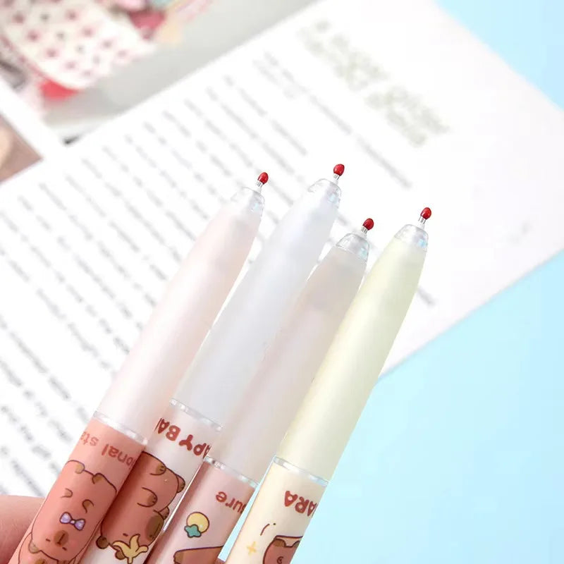 4Pcs/Pack Cute Anime Capybara Gel Pen for School Writing Kawaii Cartoon Neutral Pen Office Supplies kids Stationery gift