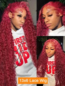 30 40 Inch Deep Wave 99J Burgundy 13x6 Lace Frontal Wig Human Hair 13x4 Curly HD Lace Front Wigs Brazilian Red Wine Water Wave