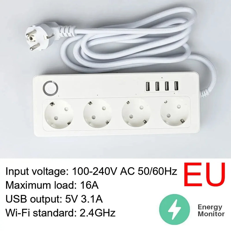 Smart socket WiFi Power Strip Multi Plug With 4 Plug 4USB Port Compatible With alexa google home Smart home Tuya Smart smartlife